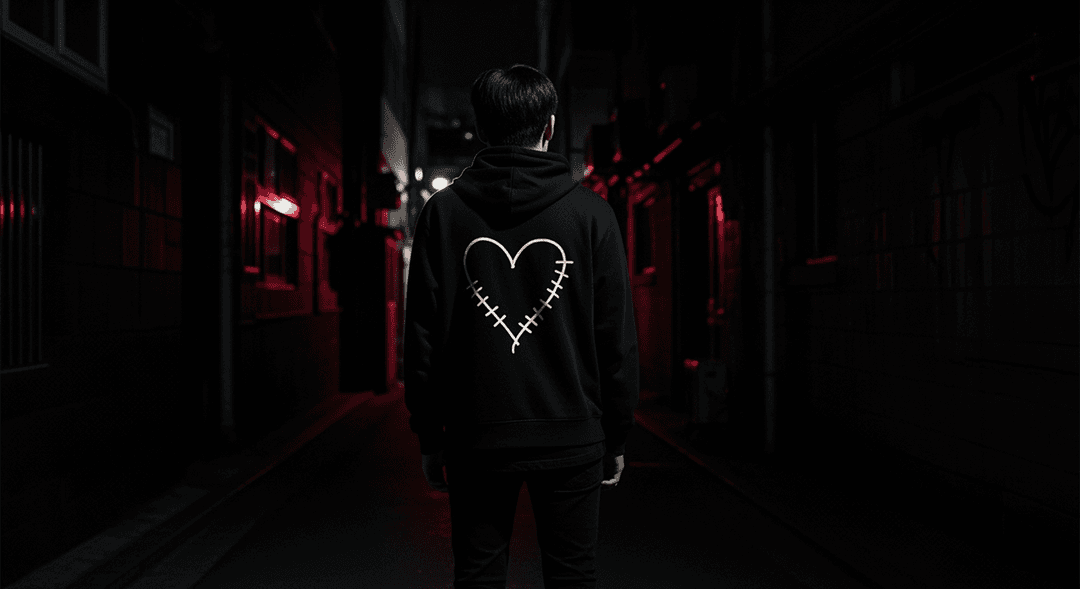 nenghog 냉혹 dark trap horrorcore artist photo Seoul shadows back turned